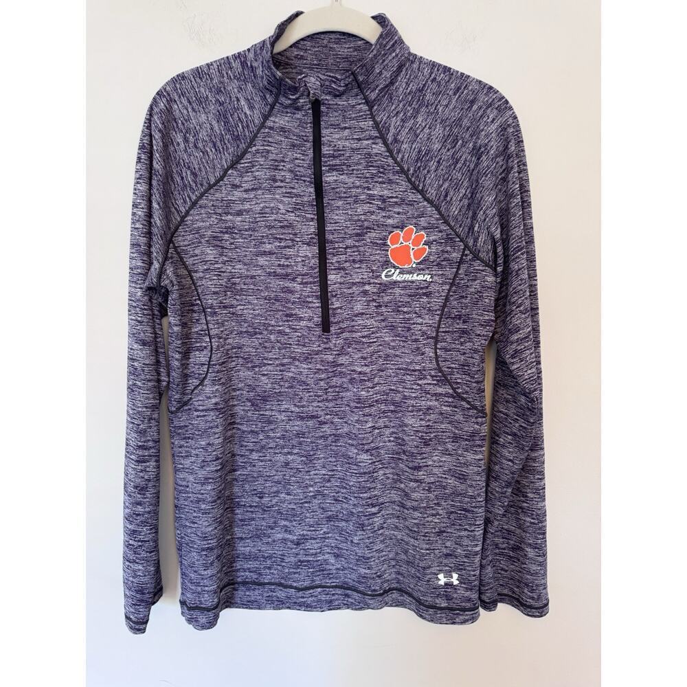 Clemson Tigers Under Armour Heathered Purple LS 1/4 Zip Pullover Youth Large
